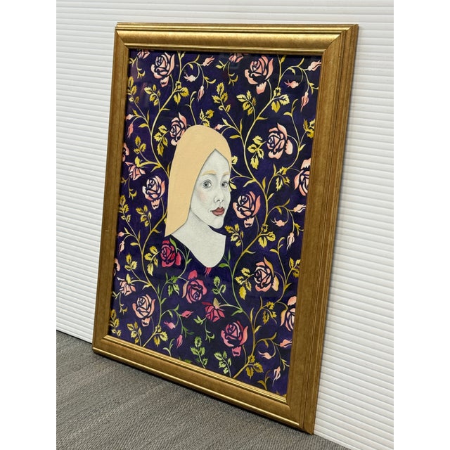 Art Nouveau Sofia Bonati Agnes Art Nouveau Watercolor, Framed For Sale - Image 3 of 12