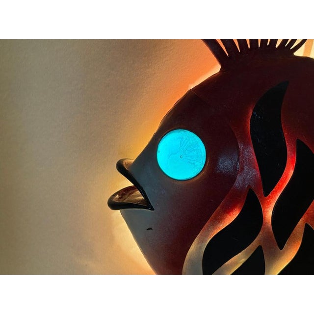 Mid-Century Red Fish with Aquamarine Eye Wall Light, 1950s For Sale - Image 13 of 14