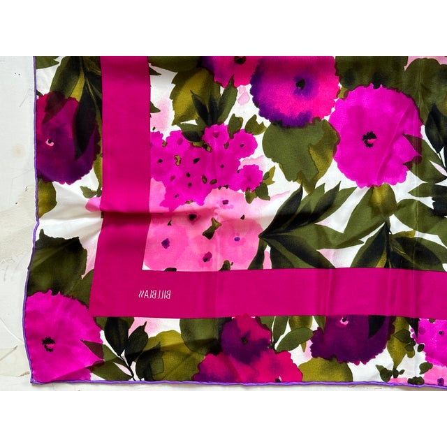 Dark Pink Bill Blass Silk Scarf Textile Wall Hanging For Sale - Image 8 of 10