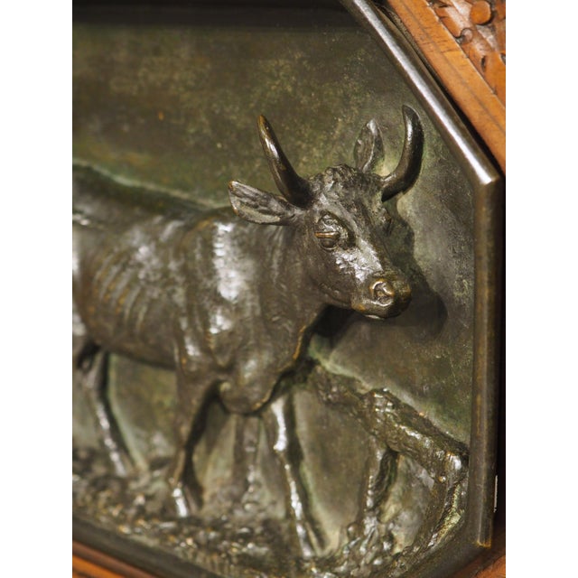 Circa 1860 French Walnut and Bronze Bull Plaques, by Christopher Fratin For Sale - Image 9 of 18