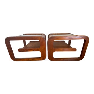 Vintage Lou Hodges Mid Century Modern Wood Magazine Side Tables - a Pair For Sale