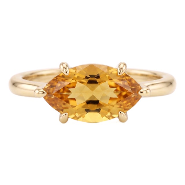 Marquise Citrine Engagement Ring | Dainty Solitaire Minimalist Statement Ring | November Birthstone Ring Us 7 For Sale