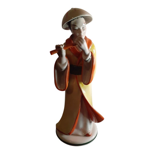Vintage Fine Porcelain Kimono Japanese Musical Figurine, Made in Italy For Sale