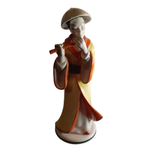 Vintage Fine Porcelain Kimono Japanese Musical Figurine, Made in Italy