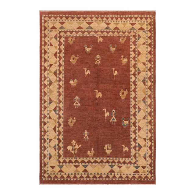 1980s Boho Chic Gabbeh Brown/Beige Wool Rug - 7'8" X 9'11" For Sale
