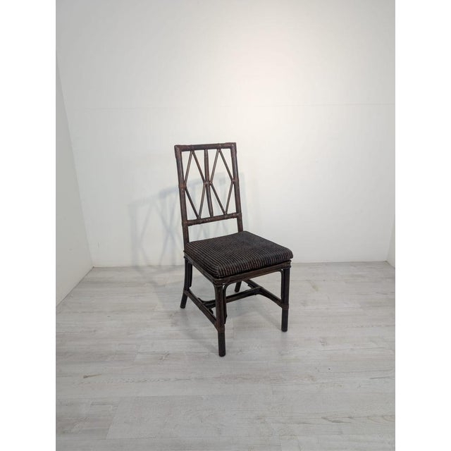 Brown Vintage Chippendale Style Rattan Chair, 1950s For Sale - Image 8 of 16