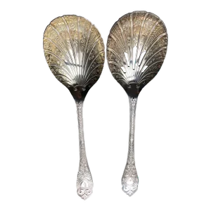Vintage W a Sheffield England Silver Plated Serving Spoons- Set of 2