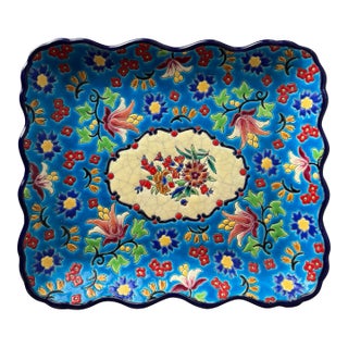 Antique French Earthenware Tray by Émaux De Longwy France For Sale