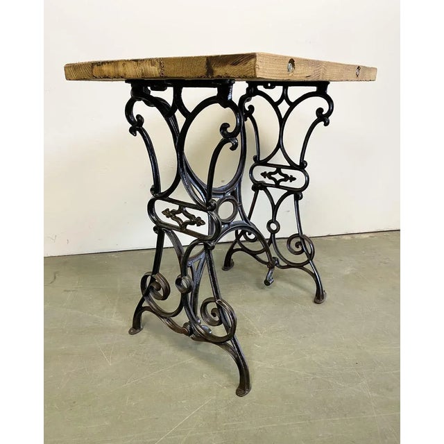 Industrial Iron & Wood Worktable, 1950s For Sale - Image 4 of 14
