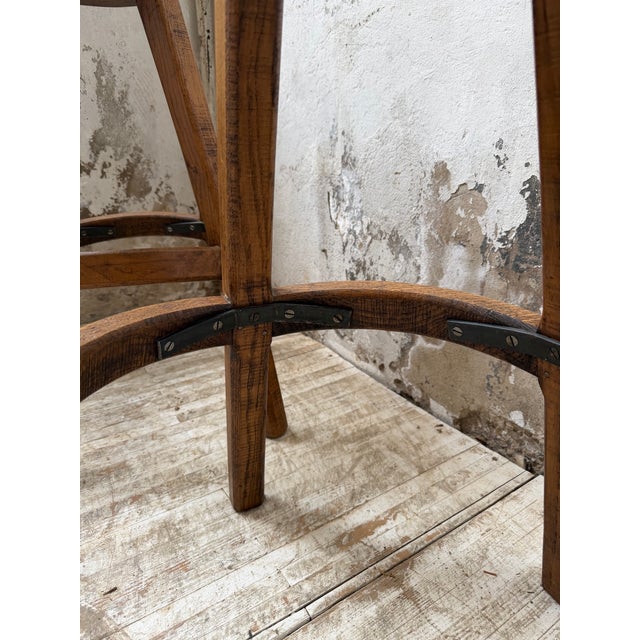 Vintage Oak Stools by Henri Bataille, 1960s, Set of 2 For Sale - Image 10 of 18