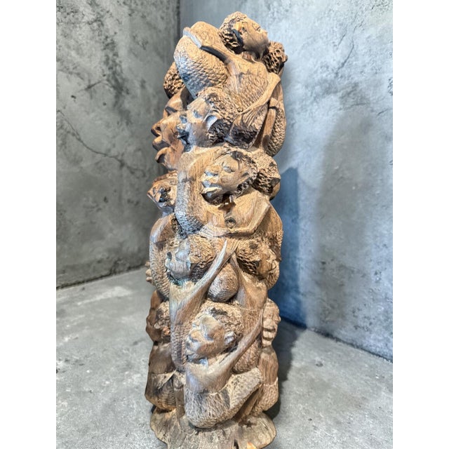 Mid-Century Hand-Carved Wooden Sculpture, 1970s For Sale - Image 4 of 5