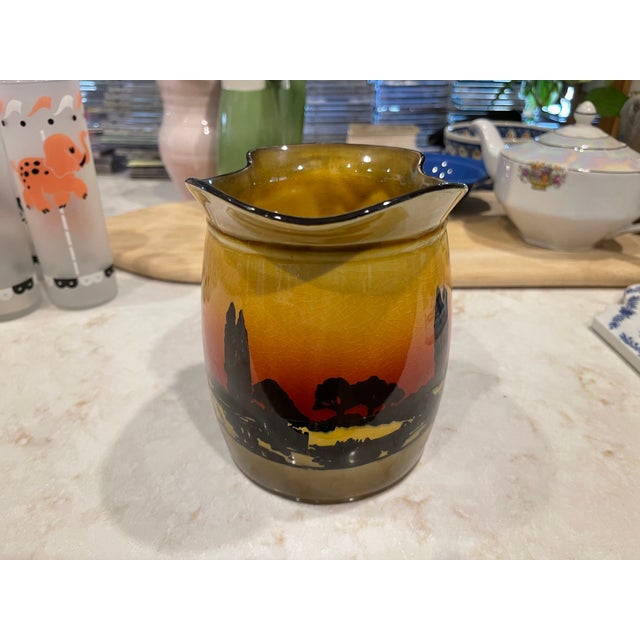 Royal Doulton Pitcher, "Poplars At Sunset", Antique/Vintage. Brown poplars and other foliage during a golden sunset,...