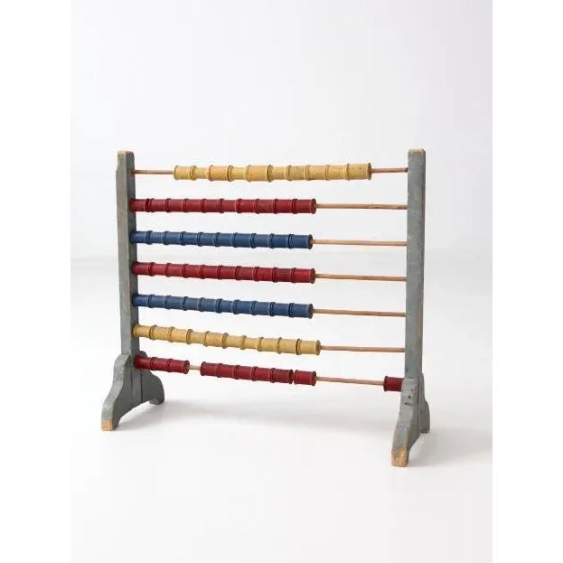Wood Antique Folk Art Toy Abacus For Sale - Image 7 of 9