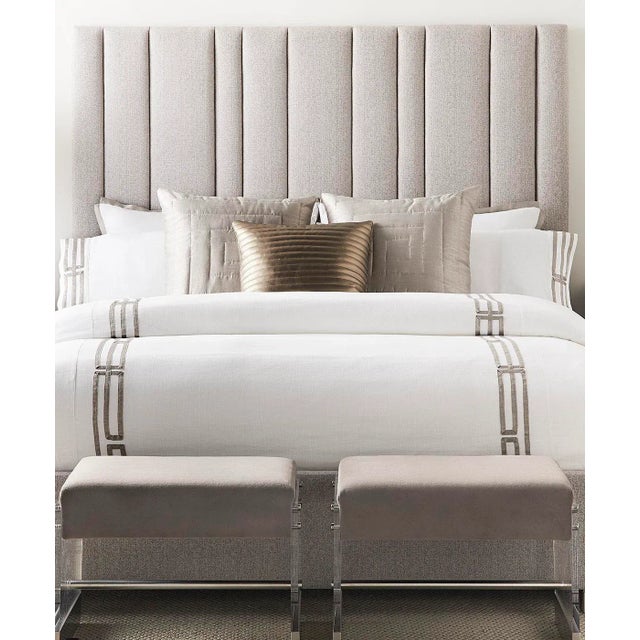 Contemporary Remy Linen King Pillowcase, Optic White & Sterling For Sale - Image 3 of 4