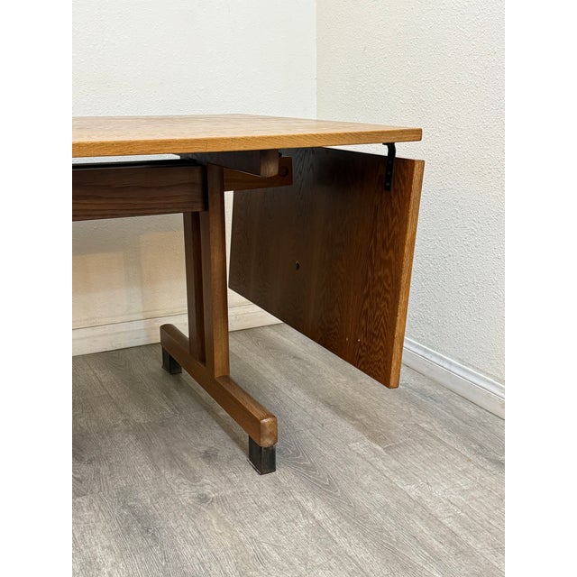Wood Mid Century Modern Oak Dining Table For Sale - Image 7 of 10