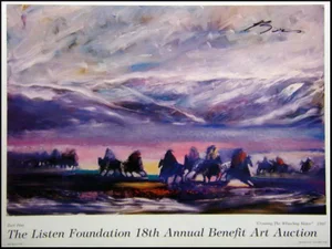 1990s "Crossing the Whitling Water" Earl Biss Hand Signed Poster