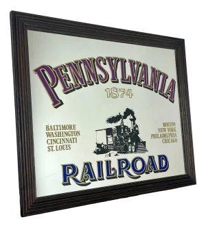 Pennsylvania Railroad Company Advertising Mirror, Trains and Rail Stations, American Transport Picture, 1874