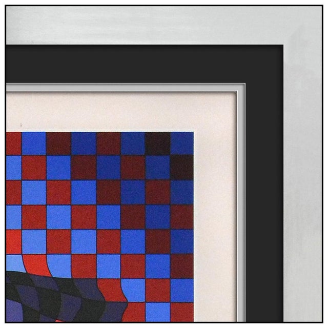 Mid 20th Century Harlequin Geometric Abstract Green Screenprint Victor Vasarely For Sale In Minneapolis - Image 6 of 6
