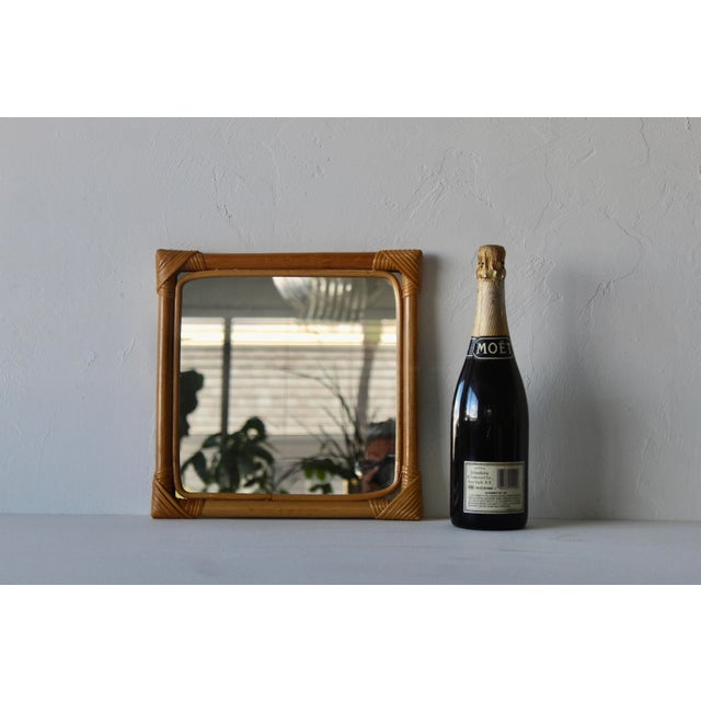 Vintage Bamboo Wicker Handcrafted Square Wall Mirror For Sale - Image 9 of 12