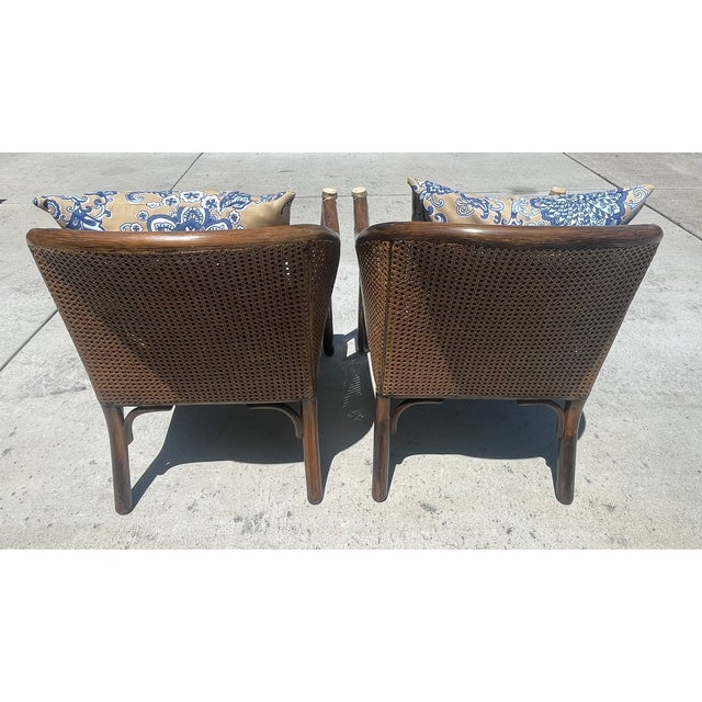 Contemporary Authentic McGuire Vintage Rattan Barrel Back Lounge Chair Pair For Sale - Image 3 of 15