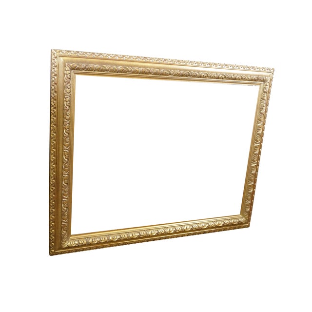 Neoclassical Vintage Carved Gold Gilt Wood Acanthus Foliate Picture Mirror Frame For Sale - Image 3 of 10
