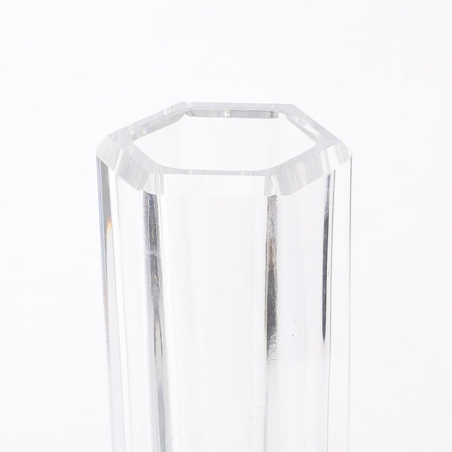 Mid-Century Modern Hexagonal Crystal Vase Signed Bengt Edenfalk for Royal Krona For Sale - Image 9 of 17