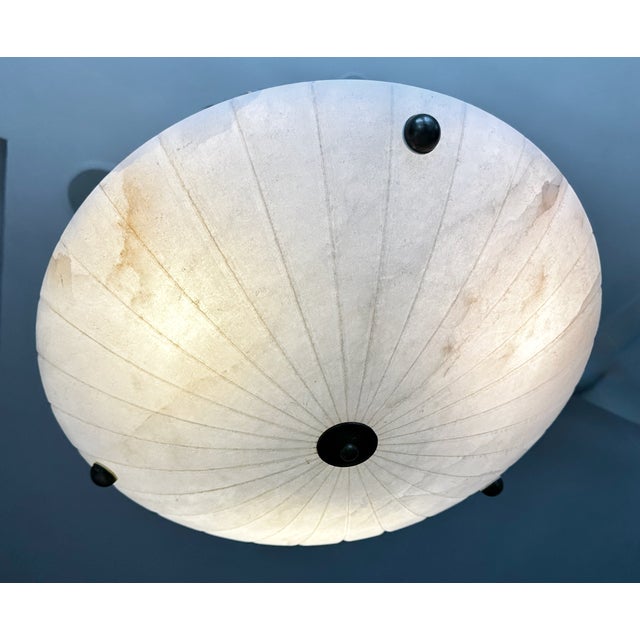 Vintage Directoire Style French Alabaster Pendant Chandelier For Sale - Image 16 of 17