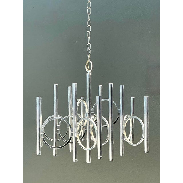Chrome Vintage Scolari for Lightolier Chrome Chandelier For Sale - Image 8 of 12