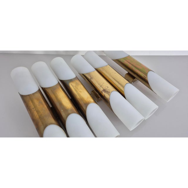 Opal Glass and Brass Wall Sconces by Rolf Krüger for Paul Neuhaus Leuchten, Germany, 1960s, Set of 3 For Sale - Image 11 of 14