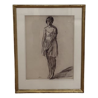 Henri Fehr, La Moue, Pencil on Paper, Framed For Sale