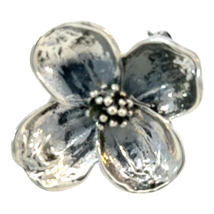 1990s Tiffany & Co Estate Dogwood Flower Brooch Sterling Silver 4.45 Grams