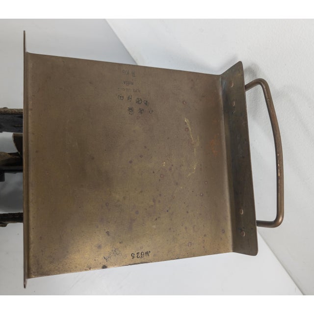 Early 20th Century Turquoise Teal and Gold Cast Iron Grocery Scale Balance For Sale - Image 12 of 18