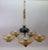 Art Deco Ceiling lamps, 30s with stained glass shades, chrome-plated metal and probably black Bakelite. Up to 250V...