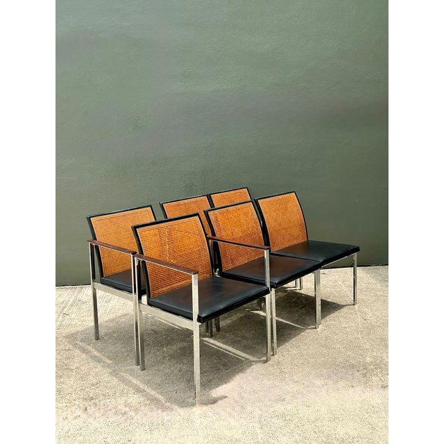 Vintage Paul McCobb for Lane Chrome Frame and Cane Dining Chairs - Set of 6 For Sale - Image 15 of 18