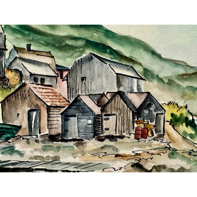 Rustic Henry Emil Salloch Original Watercolor on Paper Cape Breton St Margaret, Ns, Canada. 1953. For Sale - Image 3 of 7