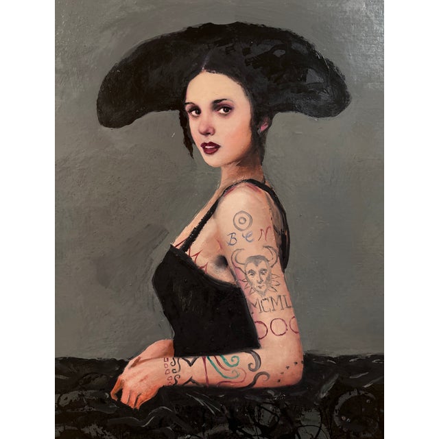 Alfredo Palmero "Menina Negra" Contemporary Figurative Oil Painting on Canvas For Sale - Image 4 of 9