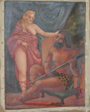 Vintage Classical Romanticism Oil Painting C.1944