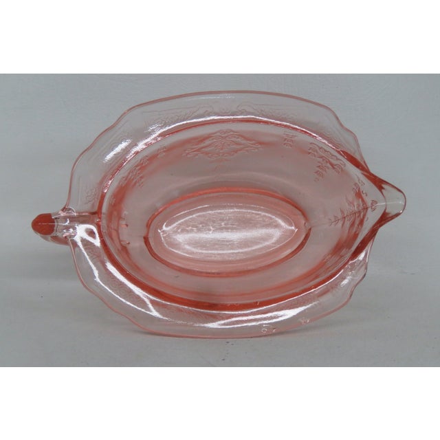 Glass Vintage Anchor Hocking Princess Pink Open Creamer Dish Depression Glass For Sale - Image 7 of 15