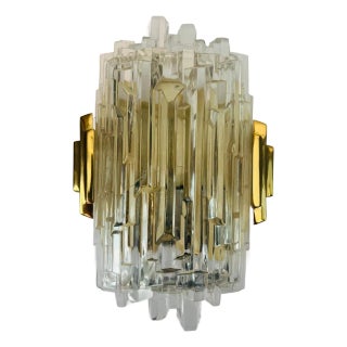 Pair of 1970s Hillebrand Ice Crystal Wall Lamps For Sale