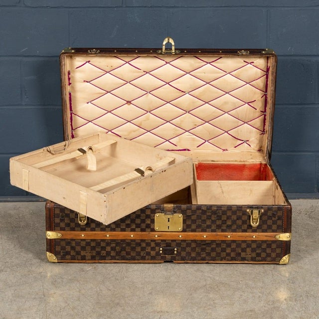 19th Century Antique Steamer Trunk in Damier Canvas from Louis Vuitton, France For Sale - Image 11 of 18