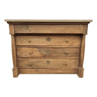 French 18th Century Empire Bleached Walnut Marble Top Commode For Sale