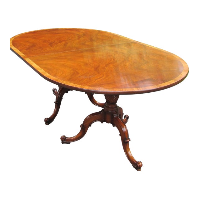 1940s Highly Figured Mahogany Dining Table Made by Joseph Gerte of Boston For Sale