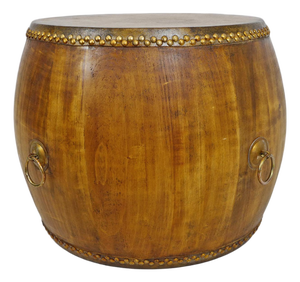 Vintage Natural Wood Drum Coffee Table