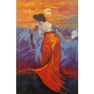 Dancing as the Sun Dies, Impasto Oil Painting by Godfrey Afebuame (2026) For Sale