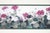 Striking large floral panel print featuring a horizontal garden vignette of rounded blossoms in deep magenta and white...