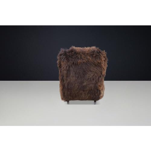 Brown Dutch Sheepskin and Bentwood Lounge Chair from Jindřich Halabala, 1940s For Sale - Image 8 of 13