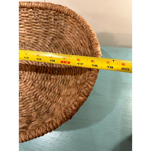 Wood Large Sea Grass Rattan Pedestal Basket Woven Bowl For Sale - Image 7 of 12