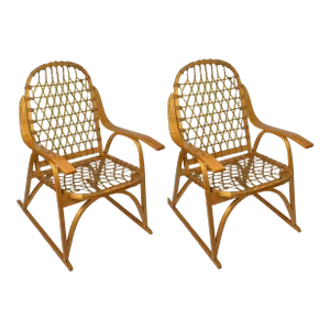 Mid 20th Century Vintage Snowshoe Armchairs by SnoCraft, Norway Maine Pair