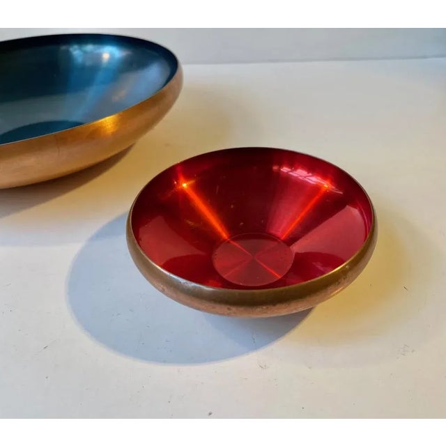 Danish Modern Copper and Enamel Bowls from Corona, 1960s, Set of 2 For Sale - Image 6 of 10