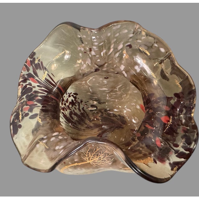 Early 20th Century Antique Victorian End of Day 8" Art Glass Vase With Gilt Decorated Birds & Branches For Sale - Image 5 of 8